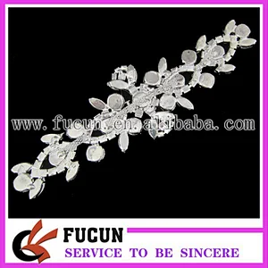 Hot Sale Silver Plated Clear Glass Rhinestone Flower Applique Sewing Craft