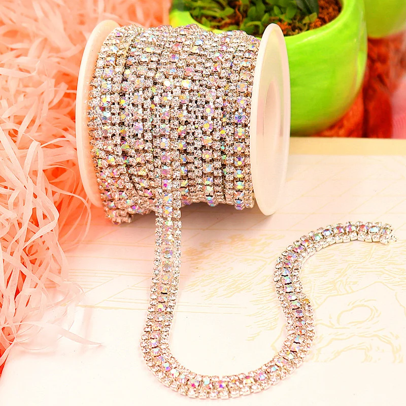 factory wholesale crystal diamond rhinestone cup chain trimming strass chain cup chain