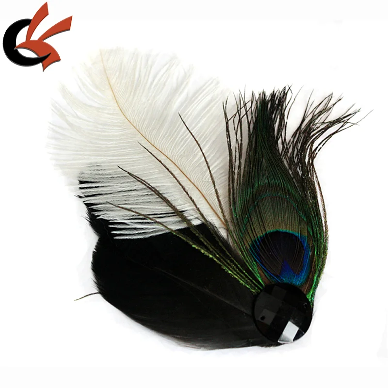 Hair Hat decoration white Ostrich Peacock feather pads