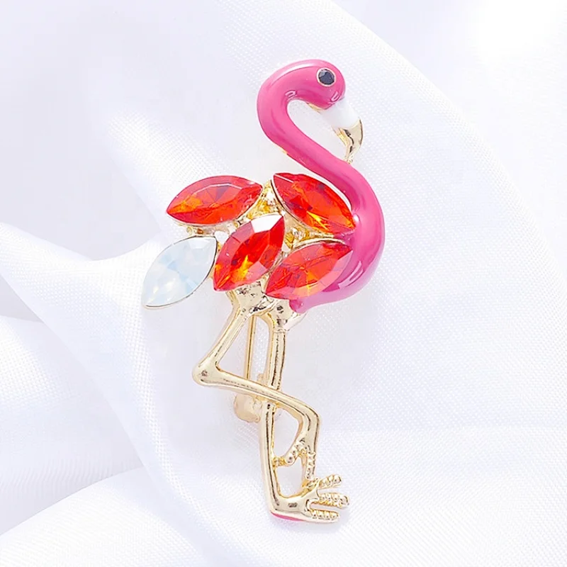 Custom New Products Making Jewelry Gifts Rhinestone Flamingo Brooch