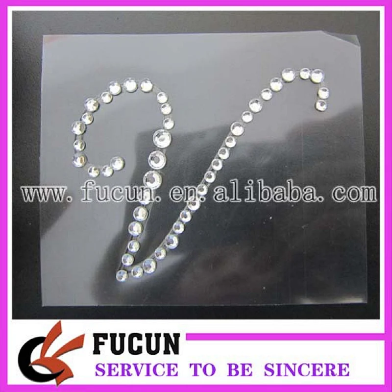 letter V acrylic rhinestone sticker for gift decoration