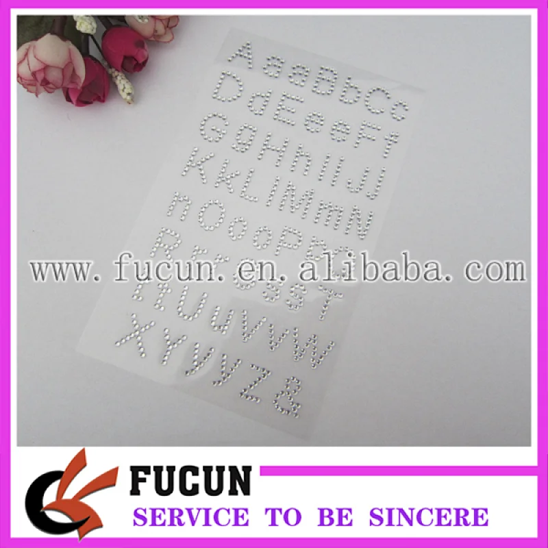 New self rhinestone adhesive sticker alphabet crystals gems sticker