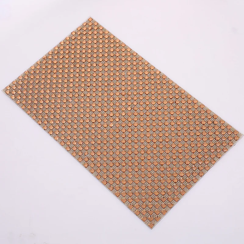 Hotfix Rhinestones Champagne Gold Color Hotfix Crystal Mesh Sheet for Garment Decor