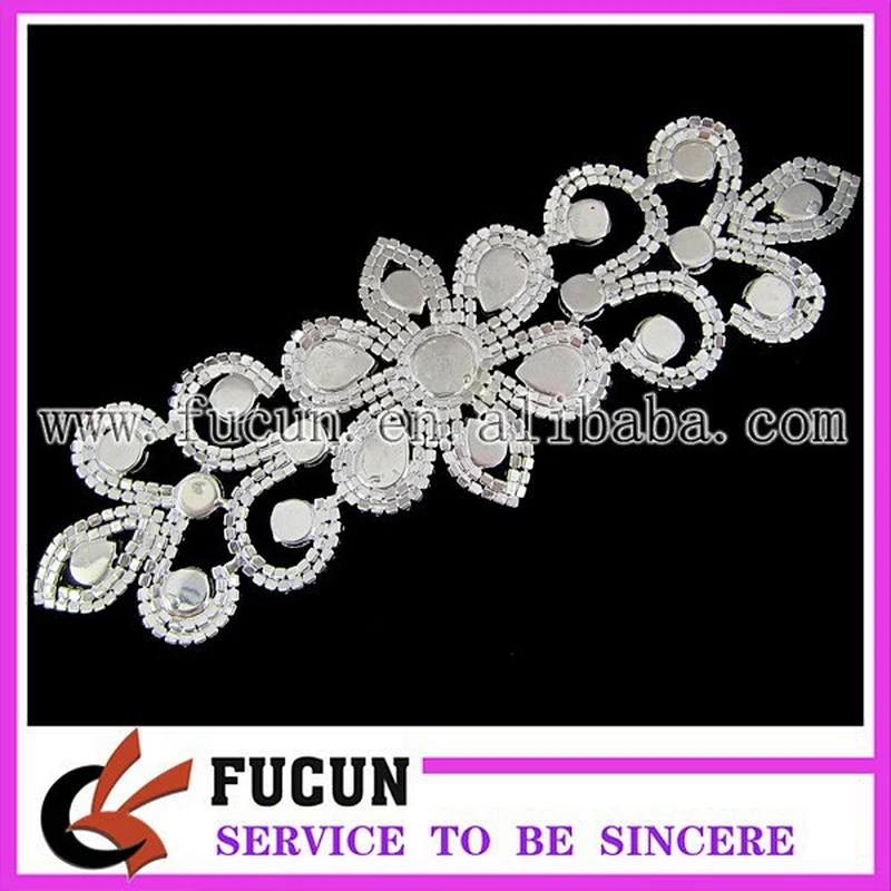 Sparkling Rhinestone bridal beaded lace applique rhinestone chain wedding belt