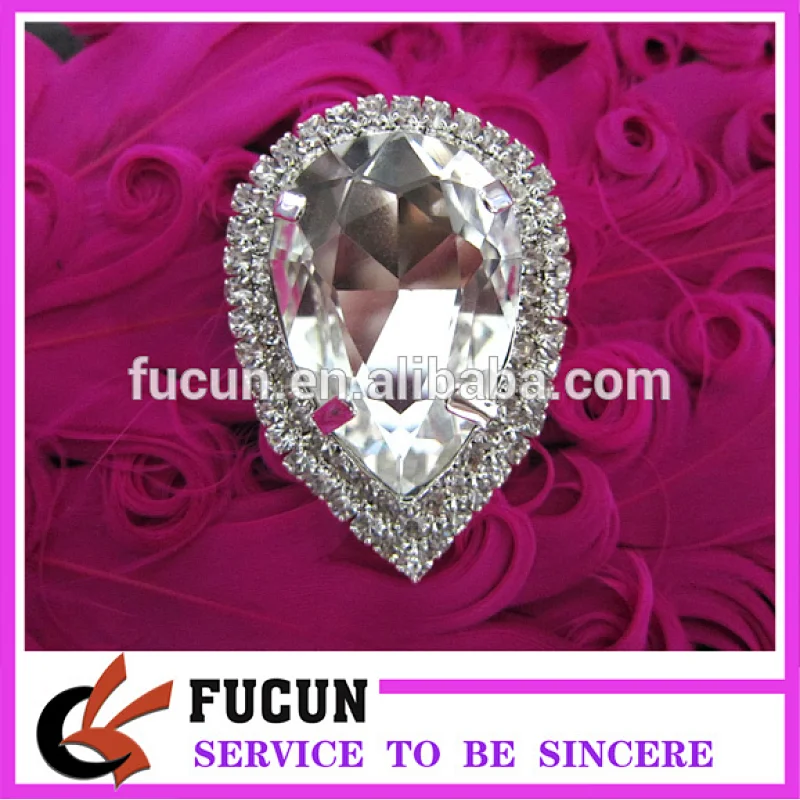 Classic Teardrop Rhinestone Crystal Silver Tone Wedding Bridal Cake Brooch Pin