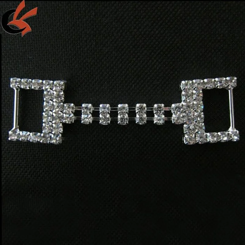 Medium 2 Row rhinestone Chain square ends rhinestone bikini connector