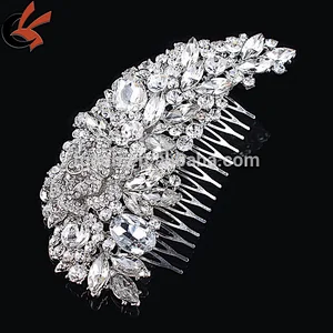 Bridal Wedding Flower Rhinestone Pearls Party Hair Diamante Clip Comb Silver