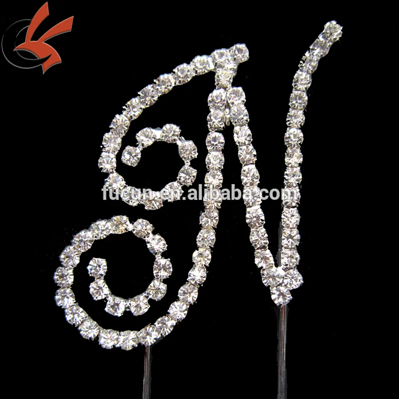 New BLING SILVER Rhinestone Crystal Monogram Wedding CakeTopper