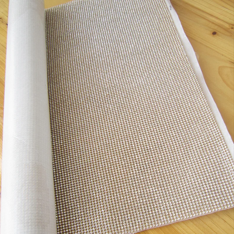 120 * 45 Diamond Roll Gold Hotfix Rhinestone Crystal Aluminum Metal Mesh
