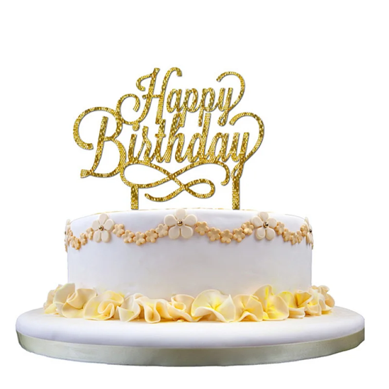 New Hot sale Baking decorating glitter acrylic birthday cake topper