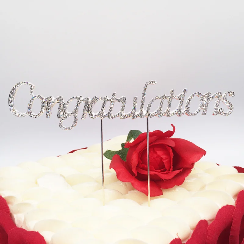 best sellers products party decor rhinestone warm congratulation cake topper for celebration