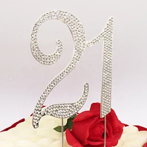 Custom Birthday Numbers Cake Topper Shinning Crystal Rhinestone Cake Pick Cake Toppers