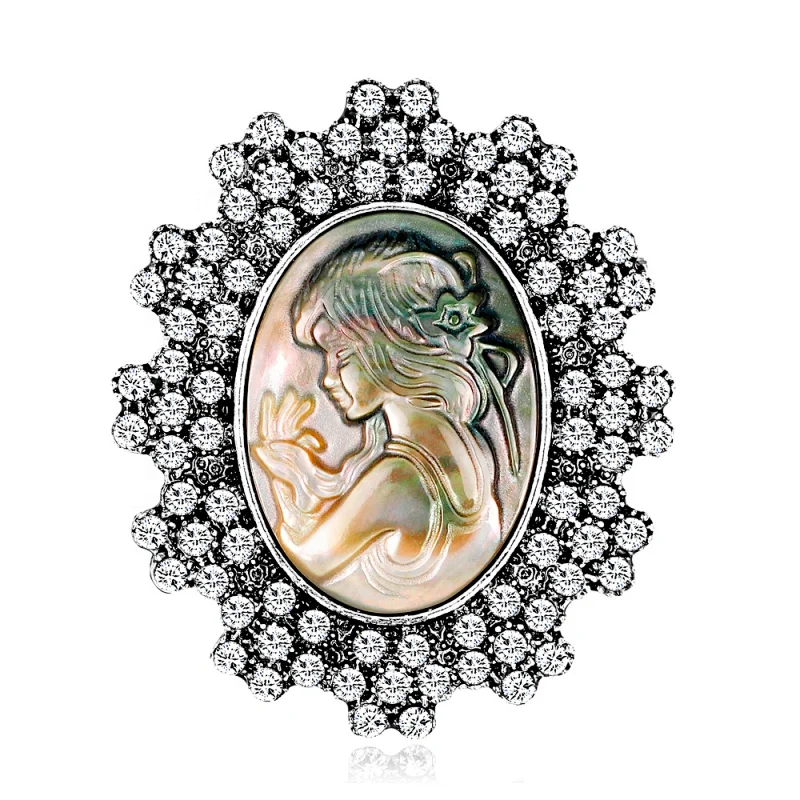 China Wholesale Vintage Style Cameo Lady Brooch Antique Silver Brooch New!!!