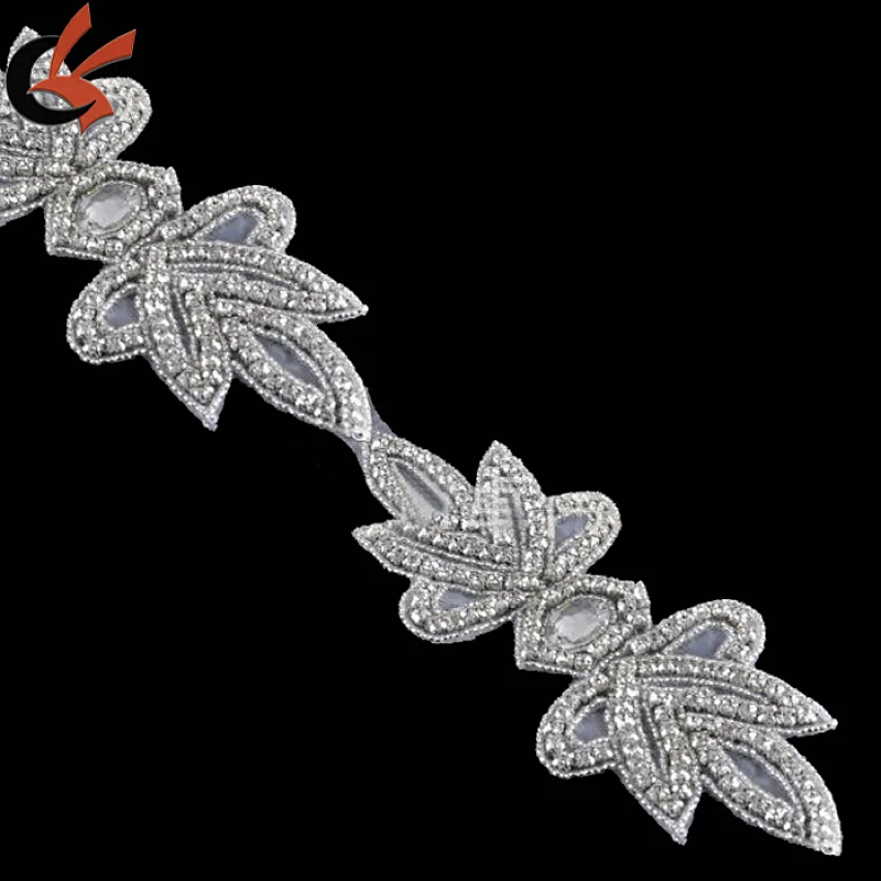 sparkling rhinestone bridal appliques for wedding bride sash decoration
