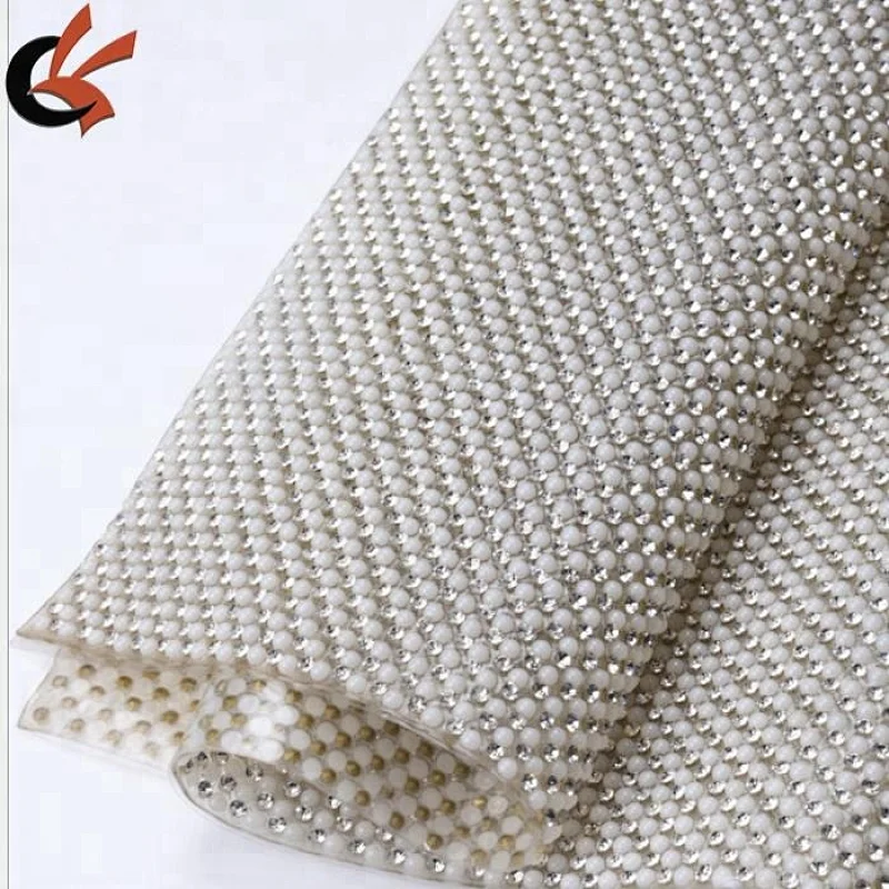 2018 bling hot fix rhinestone pearl mesh trimming for garment shoe bag accessories