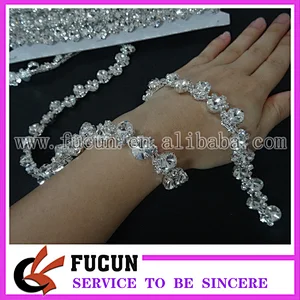 wholesale sparkling wedding Crystal Silver Trim Rhinestone Trimming Cup Chain Style