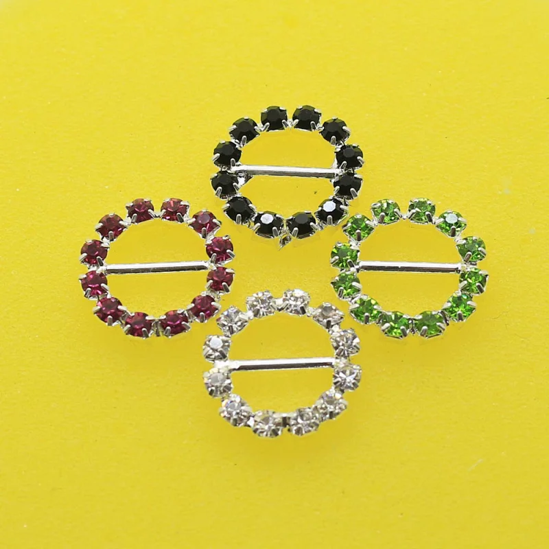 Fashion round colorful silver plated rhinestone buckle for Chair Sash