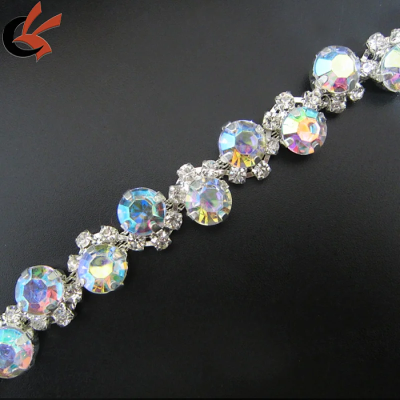 wholesale sparkling wedding Crystal Silver Trim Rhinestone Trimming Cup Chain Style