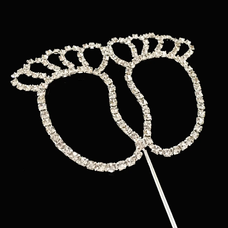 wholesale lovely diamante cake topper baby born baby coming footprint cake topper