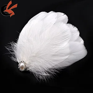 Pearl and rhinestone decorative White wedding hairband feather pads