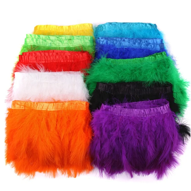 2 meters per piece 14-20CM width fabric dye colorful turkey feather trim