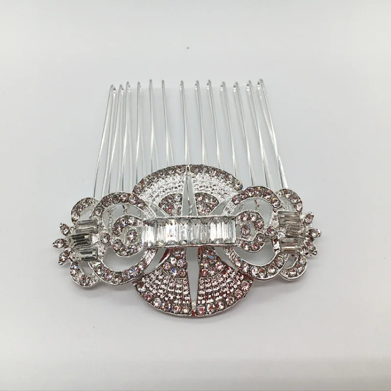 2018 new style metal silver Bridal Wedding Jewelry Flower rhinestone Hair Comb