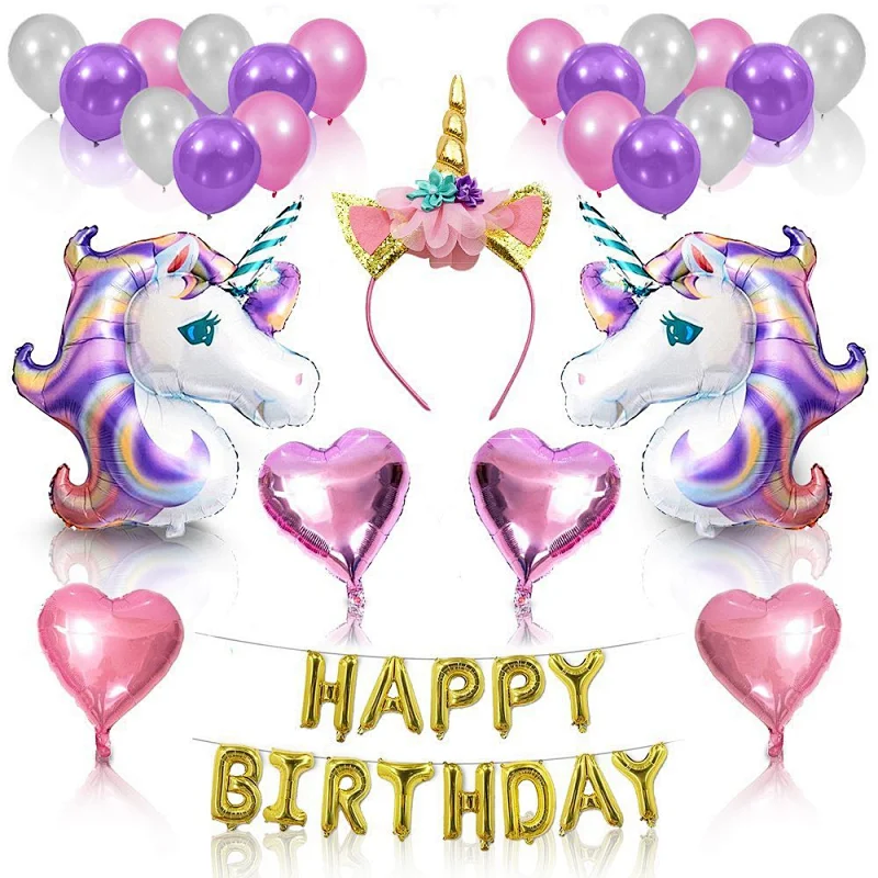 2019 popular Wholesale Unicorn Balloons Birthday Party Supplies for Child Birthday Decorations Baby Shower Decorations Set
