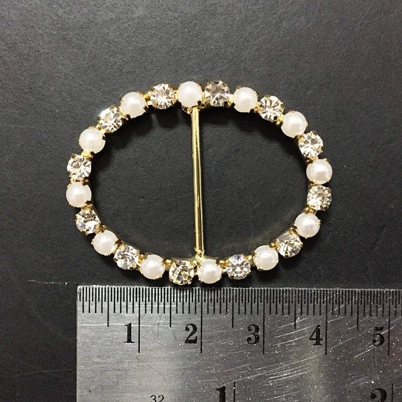 cheap price rhinestone and pearl crystal oval shape buckles