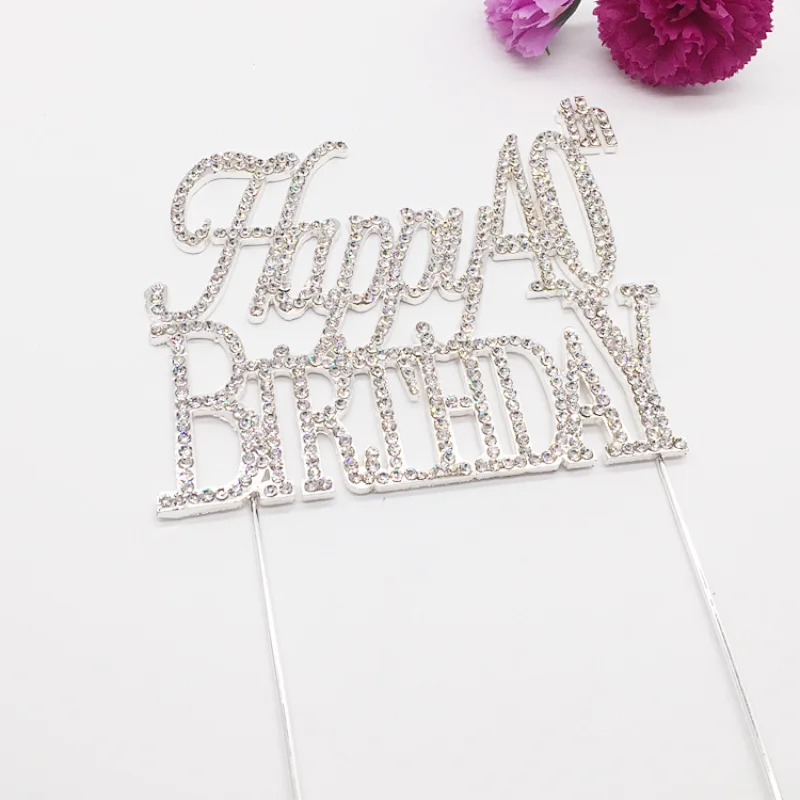 Large size 40th 50th 60th 70th 80th birthday party cake accessory happy birthday monogram cake topper