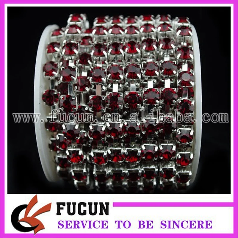 plating gold red rhinestone cup chain for decoration