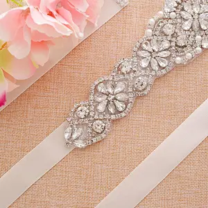 Wholesale bling bridal dress rhinestone crystal wedding sash applique
