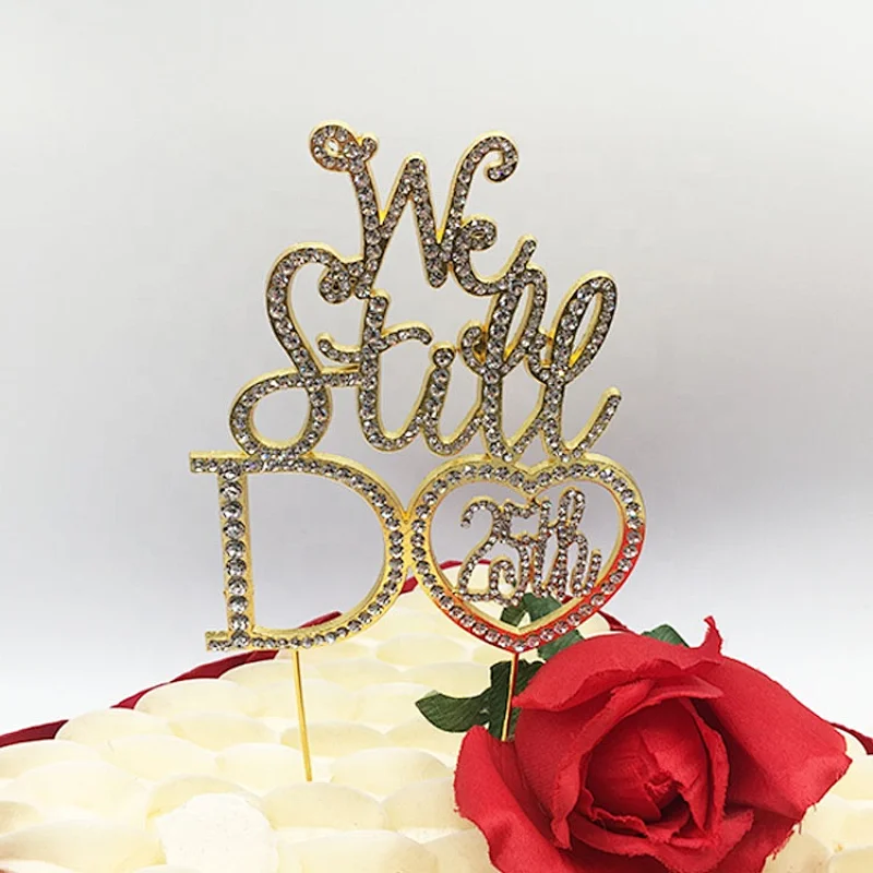 Sparkly Crystal Rhinestone Diamond Gems wedding cake topper