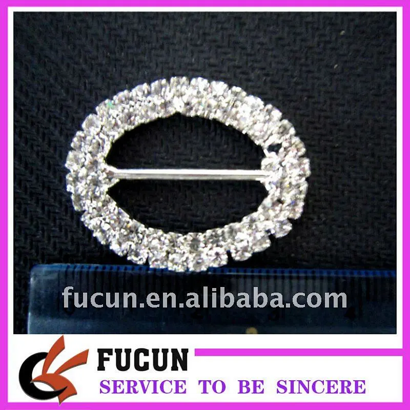 double rows rhinestone oval shape rhinestone buckles for ribbon