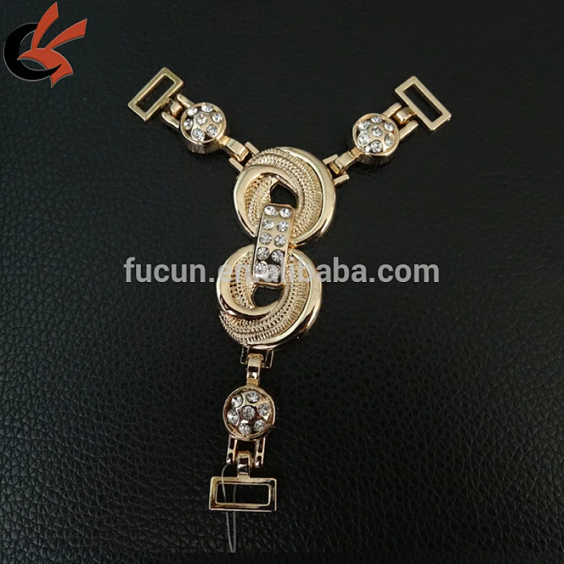 T shape rhinestone shoe chain sandal ornament lady sandal shoe accessories