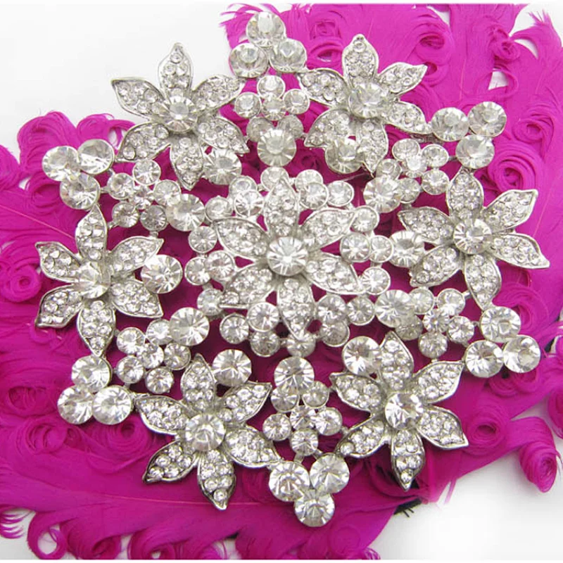 Vintage New Arrival Korea Exquisite Wedding Rhinestone Large Flowery Brooch