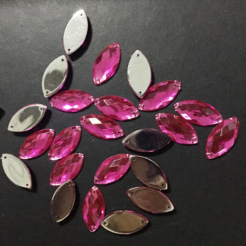 Sewing on colored beads with 2 holes acrylic rhinestone for dressing
