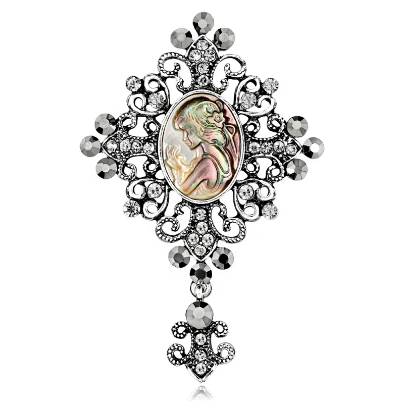China Wholesale Vintage Style Cameo Lady Brooch Antique Silver Brooch New!!!