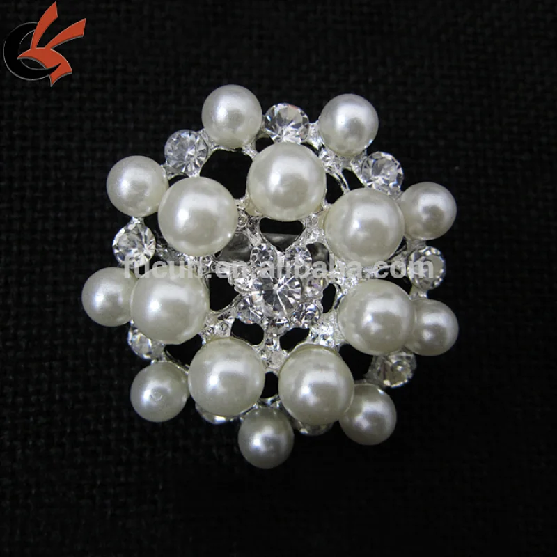 china wholesale round rhinestone pearl brooch