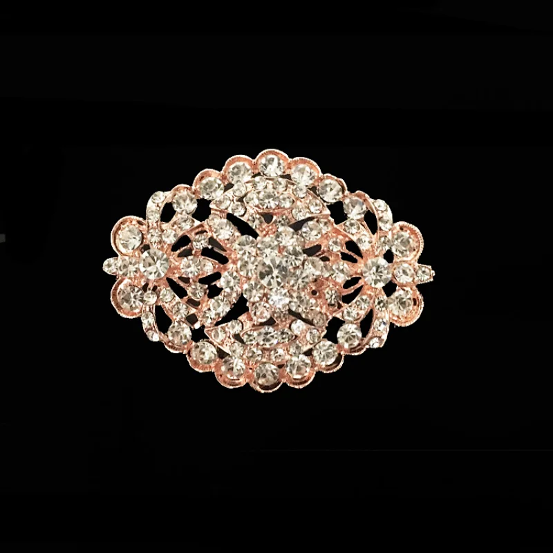 popular style rose gold initial brooch for wedding rhinestone crystal brooch