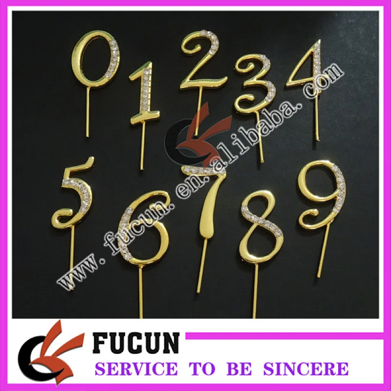 China wholesale hot sell rhinestone number cake topper wholesale party supply/wedding centerpieces