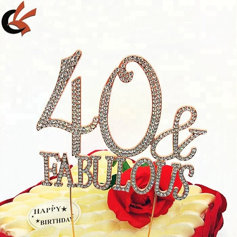 40 & FABULOUS Crystal Rhinestone Cake Topper