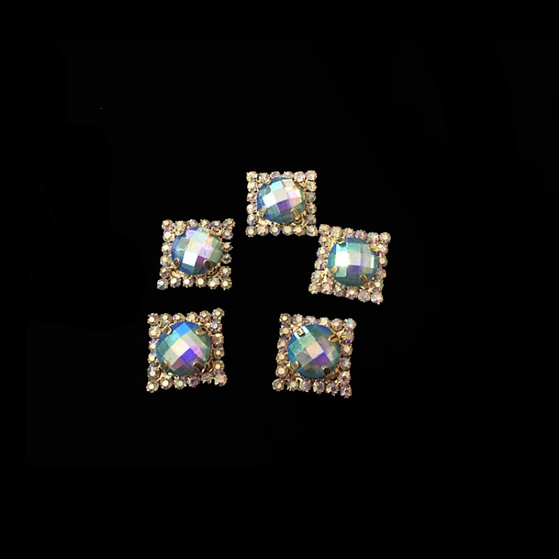Small flat back Multi Color Crystal Epoxy resin brooch for dress
