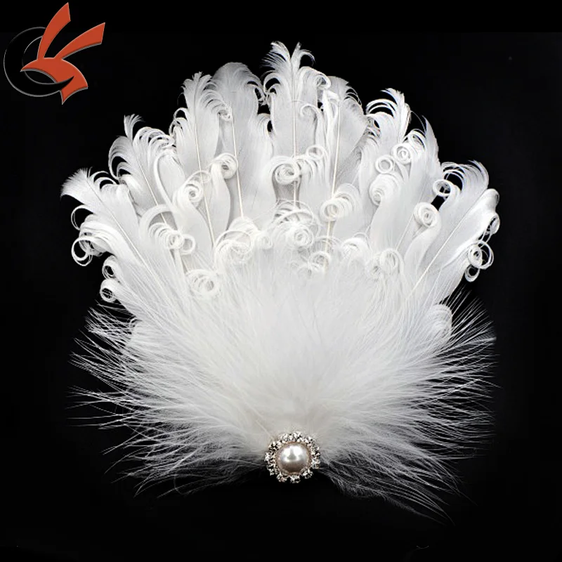 wedding white color curly feather pads