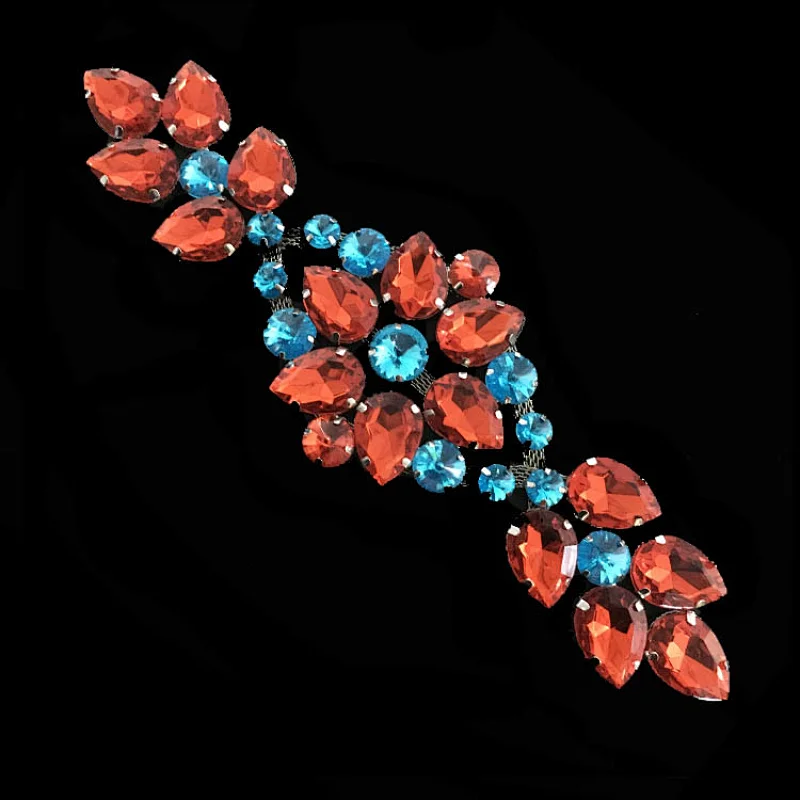 Shiny flat back sew on rhinestone applique for women dress