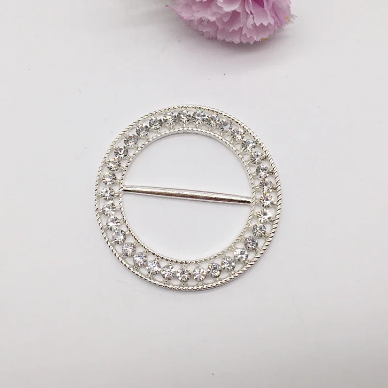 High quality 58mm diamond crystal wedding chair brooch sash rhinestone ribbon buckle