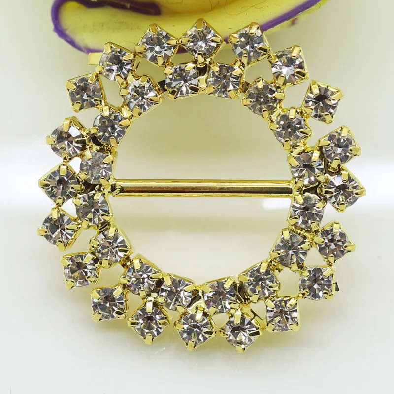 wholesale gold diamante rhinestone buckles for invitation ribbon slider