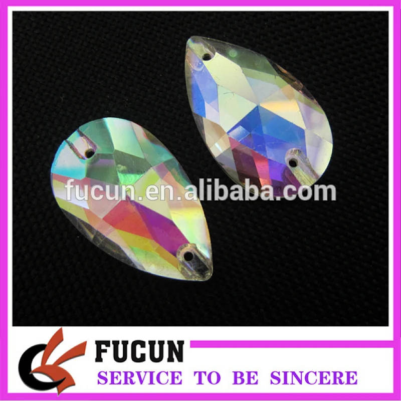 All size Teardrop Sew On Rhinestones Crystal AB Flatback 2 Holes Sewing Stone Glass Crystal