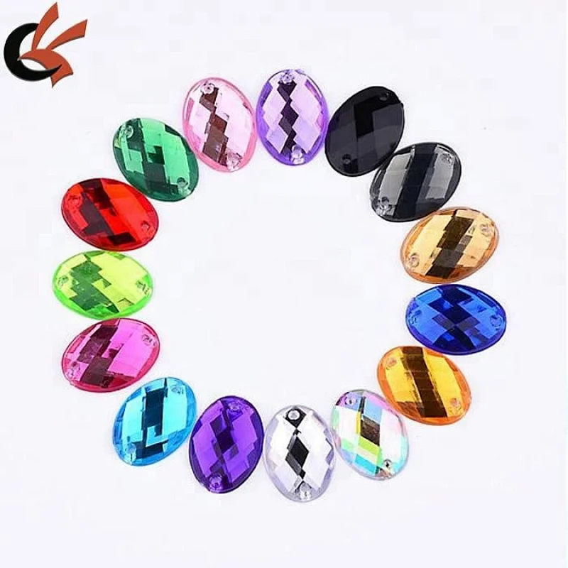 wholesale sew on oval orange acrylic rhinestone accessories