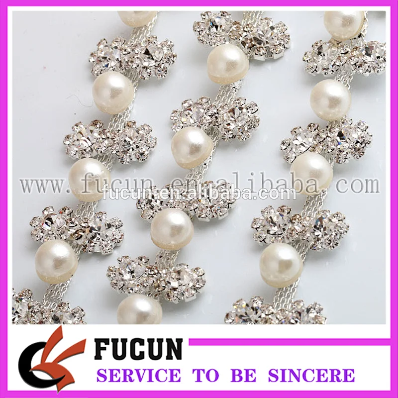 Wedding Bouquet Crystal Diamante rhinestone chain Pearl Trim sewing craft