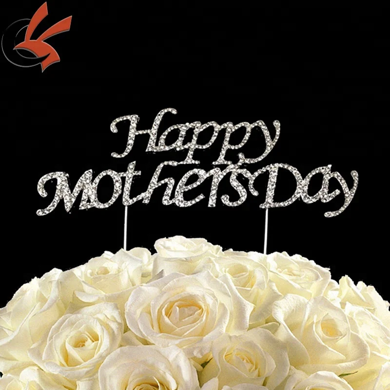 Mom Mother's Birthday Party Decoration Happy Mothers Day Rhinestone Cake Topper